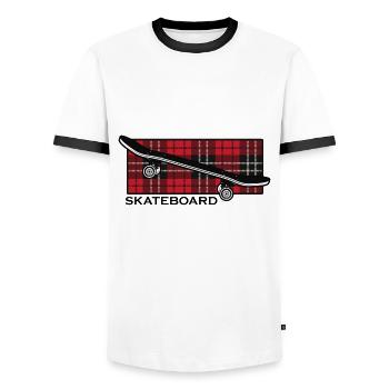 skateboard skate-life halfpipe skateboarder sk8 - Men's Ringer Shirt - white/black - Front - AI Model Female 172 light (172cm) & AI Model Male 178 dark (178cm)