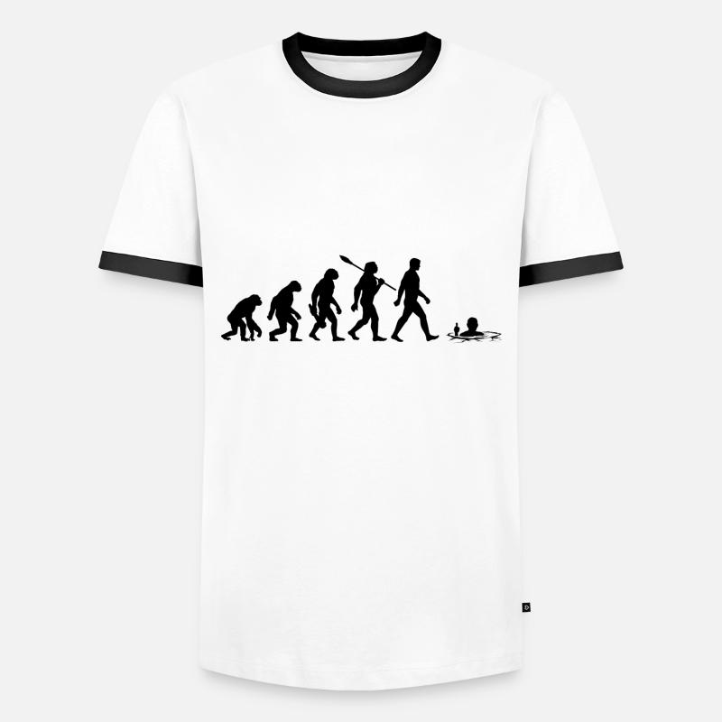 Evolution - Eisbader - Winterbaden - Eisbaden - Männer Kontrast-T-Shirt - Weiß/Schwarz