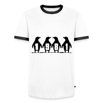 1981 Birthday Penguin Party Winter Swimmers - T-shirt contrasté Homme - blanc/noir - Devant - AI Model Female 172 light (172cm) & AI Model Male 178 dark (178cm)