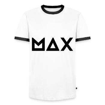 Vorname Max - Männer Kontrast-T-Shirt - Weiß/Schwarz - Vorne - AI Model Female 172 light (172cm) & AI Model Male 178 dark (178cm)