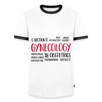 gyncloudeng - Men's Ringer Shirt - white/black - Front - AI Model Female 172 light (172cm) & AI Model Male 178 dark (178cm)