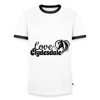 Clydesdale Love Herz Pferdekopf - Männer Kontrast-T-Shirt - Weiß/Schwarz - Vorne - AI Model Female 172 light (172cm) & AI Model Male 178 dark (178cm)