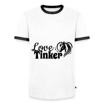 Tinker Love Herz Pferdekopf - Männer Kontrast-T-Shirt - Weiß/Schwarz - Vorne - AI Model Female 172 light (172cm) & AI Model Male 178 dark (178cm)