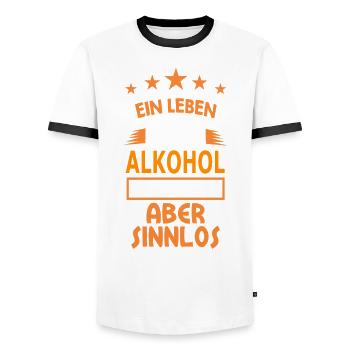 alkohol - Männer Kontrast-T-Shirt - Weiß/Schwarz - Vorne - AI Model Female 172 light (172cm) & AI Model Male 178 dark (178cm)