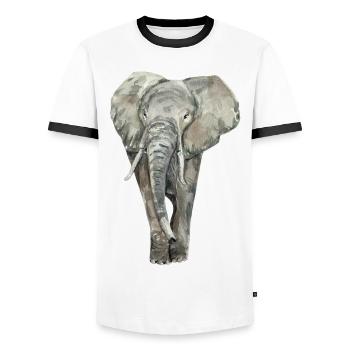 Éléphant - T-shirt contrasté Homme - blanc/noir - Devant - AI Model Female 172 light (172cm) & AI Model Male 178 dark (178cm)
