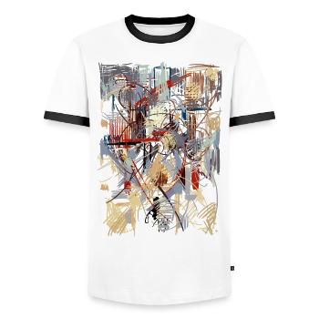 Abstract art - Men's Ringer Shirt - white/black - Front - AI Model Female 172 light (172cm) & AI Model Male 178 dark (178cm)