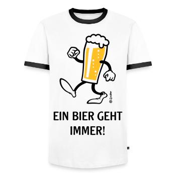 XEin Bier Geht Immer! (Bierchen / Cartoon Lustig) - Männer Kontrast-T-Shirt - Weiß/Schwarz - Vorne - AI Model Female 172 light (172cm) & AI Model Male 178 dark (178cm)