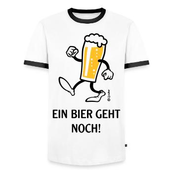 XEin Bier Geht Noch! (Bierchen / Cartoon / Lustig) - Männer Kontrast-T-Shirt - Weiß/Schwarz - Vorne - AI Model Female 172 light (172cm) & AI Model Male 178 dark (178cm)