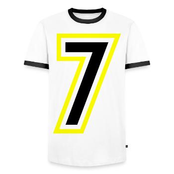 7 Nombre Collège - T-shirt contrasté Homme - blanc/noir - Devant - AI Model Female 172 light (172cm) & AI Model Male 178 dark (178cm)