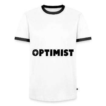 Optimist - Männer Kontrast-T-Shirt - Weiß/Schwarz - Vorne - AI Model Female 172 light (172cm) & AI Model Male 178 dark (178cm)