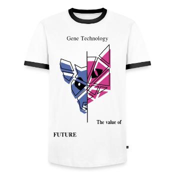 Genetic engineering in dogs and cats - Men's Ringer Shirt - white/black - Front - AI Model Female 172 light (172cm) & AI Model Male 178 dark (178cm)