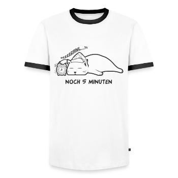 Lustige sprüche noch 5 minuten katzen shirt - Männer Kontrast-T-Shirt - Weiß/Schwarz - Vorne - AI Model Female 172 light (172cm) & AI Model Male 178 dark (178cm)