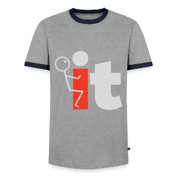 Fuck it - Männer Kontrast-T-Shirt - Grau/Navy  - Vorne - AI Model Female 172 light (172cm) & AI Model Male 178 light (178cm)