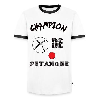 Champion de pétanque t-shirt cadeau humour - T-shirt contrasté Homme - blanc/noir - Devant - AI Model Female 172 light (172cm) & AI Model Male 178 dark (178cm)