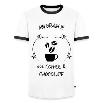 Coffee, espresso, coffee & chocolate - Men's Ringer Shirt - white/black - Front - AI Model Female 172 light (172cm) & AI Model Male 178 dark (178cm)