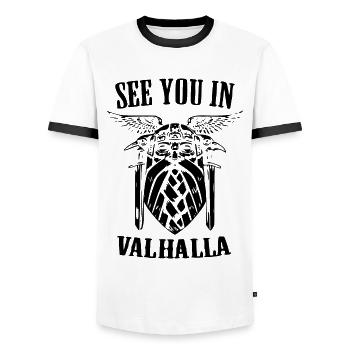 Wikinger Odin Walhalla nordisch - Männer Kontrast-T-Shirt - Weiß/Schwarz - Vorne - AI Model Female 172 light (172cm) & AI Model Male 178 dark (178cm)