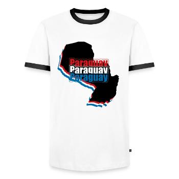 Paraguay - Men's Ringer Shirt - white/black - Front - AI Model Female 172 light (172cm) & AI Model Male 178 dark (178cm)