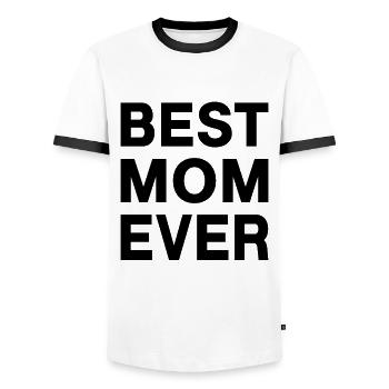 Best Mom Ever - Men's Ringer Shirt - white/black - Front - AI Model Female 172 light (172cm) & AI Model Male 178 dark (178cm)