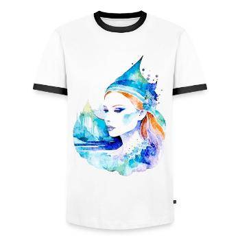 Princesse Sirène Reine des glaces - T-shirt contrasté Homme - blanc/noir - Devant - AI Model Female 172 light (172cm) & AI Model Male 178 dark (178cm)