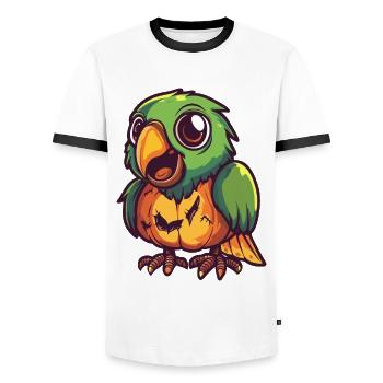 Papagai Halloween Zombie - Men's Ringer Shirt - white/black - Front - AI Model Female 172 light (172cm) & AI Model Male 178 dark (178cm)