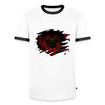 Morocco Lion Flag Paint Splatter - Men's Ringer Shirt - white/black - Front - AI Model Female 172 light (172cm) & AI Model Male 178 dark (178cm)