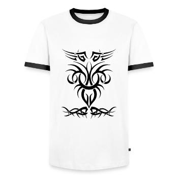 Tatouage tribal tribal - T-shirt contrasté Homme - blanc/noir - Devant - AI Model Female 172 light (172cm) & AI Model Male 178 dark (178cm)