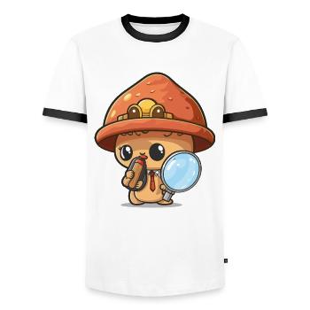 Mystère des champignons - T-shirt contrasté Homme - blanc/noir - Devant - AI Model Female 172 light (172cm) & AI Model Male 178 dark (178cm)