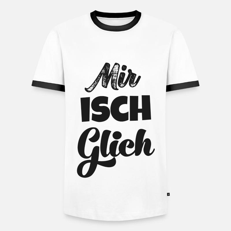 Mir isch glich Schweizerdeutsch Schweizer - Männer Kontrast-T-Shirt - Weiß/Schwarz