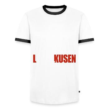 Now And For Ever Leverkusen - Saying - Men's Ringer Shirt - white/black - Front - AI Model Female 172 light (172cm) & AI Model Male 178 dark (178cm)