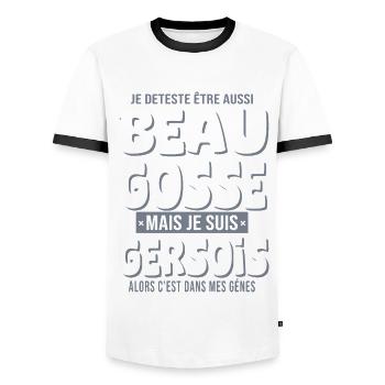 Beau gosse Gers cadeau homme gersois - T-shirt contrasté Homme - blanc/noir - Devant - AI Model Female 172 light (172cm) & AI Model Male 178 dark (178cm)