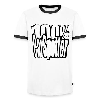 T-shirt accessoire CarSpotter #car #carspotter - T-shirt contrasté Homme - blanc/noir - Devant - AI Model Female 172 light (172cm) & AI Model Male 178 dark (178cm)
