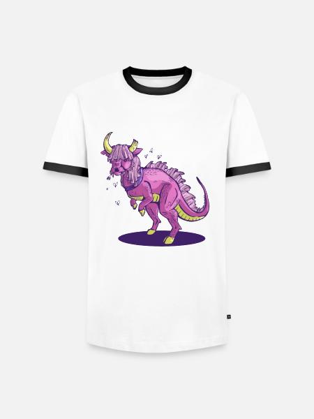 Jurassic Cow - Men's Ringer Shirt - white/black