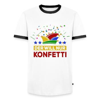 Der tut nix der will nur Konfetti - Spruch - Männer Kontrast-T-Shirt - Weiß/Schwarz - Vorne - AI Model Female 172 light (172cm) & AI Model Male 178 dark (178cm)