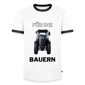 Für die Bauern - Bauer Farmer Landwirt Helden - Männer Kontrast-T-Shirt - Weiß/Schwarz - Vorne - AI Model Female 172 light (172cm) & AI Model Male 178 dark (178cm)