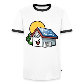 Erneuerbare Energie - Solarzelle - Wärmepumpe - Männer Kontrast-T-Shirt - Weiß/Schwarz - Vorne - AI Model Female 172 light (172cm) & AI Model Male 178 dark (178cm)