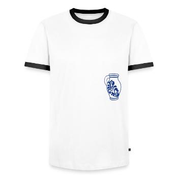 Cidre Äppelwoi Bembel Hessen - T-shirt contrasté Homme - blanc/noir - Devant - AI Model Female 172 light (172cm) & AI Model Male 178 dark (178cm)