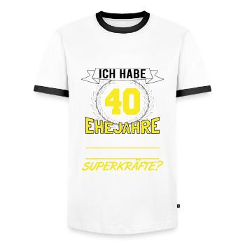Rubinhochzeit 40.Hochzeitstag - Männer Kontrast-T-Shirt - Weiß/Schwarz - Vorne - AI Model Female 172 light (172cm) & AI Model Male 178 dark (178cm)