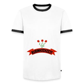 Rubinhochzeit 40.Hochzeitstag - Männer Kontrast-T-Shirt - Weiß/Schwarz - Vorne - AI Model Female 172 light (172cm) & AI Model Male 178 dark (178cm)