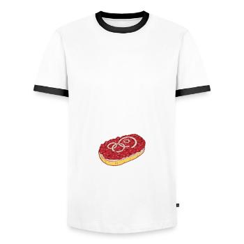 Mettbrötchen Mett Mettigel - Männer Kontrast-T-Shirt - Weiß/Schwarz - Vorne - AI Model Female 172 light (172cm) & AI Model Male 178 dark (178cm)