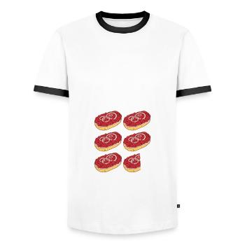 Mettbrötchen Mett Mettigel - Männer Kontrast-T-Shirt - Weiß/Schwarz - Vorne - AI Model Female 172 light (172cm) & AI Model Male 178 dark (178cm)