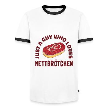 Mettbrötchen Mett Mettigel - Männer Kontrast-T-Shirt - Weiß/Schwarz - Vorne - AI Model Female 172 light (172cm) & AI Model Male 178 dark (178cm)
