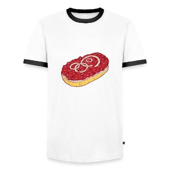 Mettbrötchen Mett Mettigel - Männer Kontrast-T-Shirt - Weiß/Schwarz - Vorne - AI Model Female 172 light (172cm) & AI Model Male 178 dark (178cm)