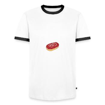 Mettbrötchen Mett Mettigel - Männer Kontrast-T-Shirt - Weiß/Schwarz - Vorne - AI Model Female 172 light (172cm) & AI Model Male 178 dark (178cm)