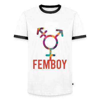 Femboy Feminine Boy Crossdressing - Männer Kontrast-T-Shirt - Weiß/Schwarz - Vorne - AI Model Female 172 light (172cm) & AI Model Male 178 dark (178cm)