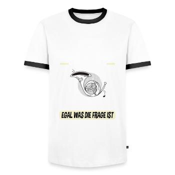 Waldhorn Hornspieler Waldhorn-Spieler - Männer Kontrast-T-Shirt - Weiß/Schwarz - Vorne - AI Model Female 172 light (172cm) & AI Model Male 178 dark (178cm)