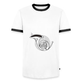 Waldhorn Hornspieler Waldhorn-Spieler - Männer Kontrast-T-Shirt - Weiß/Schwarz - Vorne - AI Model Female 172 light (172cm) & AI Model Male 178 dark (178cm)