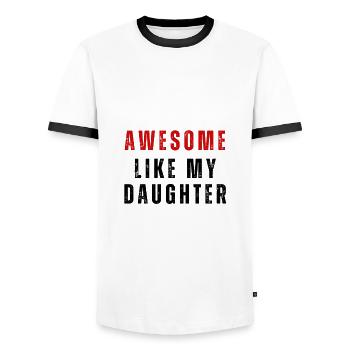 Awesome Like My Daughter - Funny Fathers Day Gift - Men's Ringer Shirt - white/black - Front - AI Model Female 172 light (172cm) & AI Model Male 178 dark (178cm)