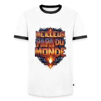 Meilleur papa du monde - T-shirt contrasté Homme - blanc/noir - Devant - AI Model Female 172 light (172cm) & AI Model Male 178 dark (178cm)