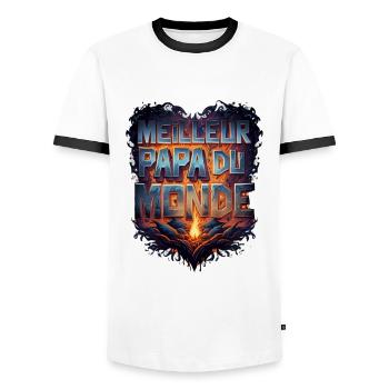 Meilleur papa du monde - T-shirt contrasté Homme - blanc/noir - Devant - AI Model Female 172 light (172cm) & AI Model Male 178 dark (178cm)
