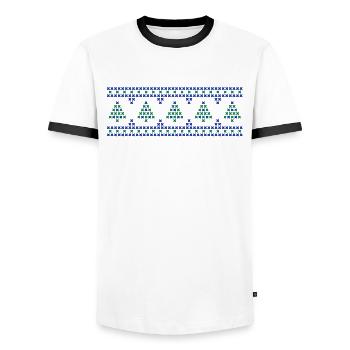 Christmas tree - Men's Ringer Shirt - white/black - Front - AI Model Female 172 light (172cm) & AI Model Male 178 dark (178cm)